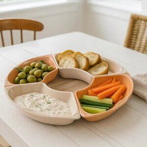 Set of Vintage MCM Peach Maurice Ceramic Serving Dishes